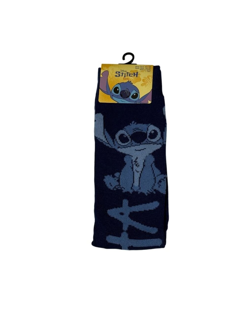 Stitch Blue Crew Socks Adult 6-12 Cute Character Graphic Cozy NWT